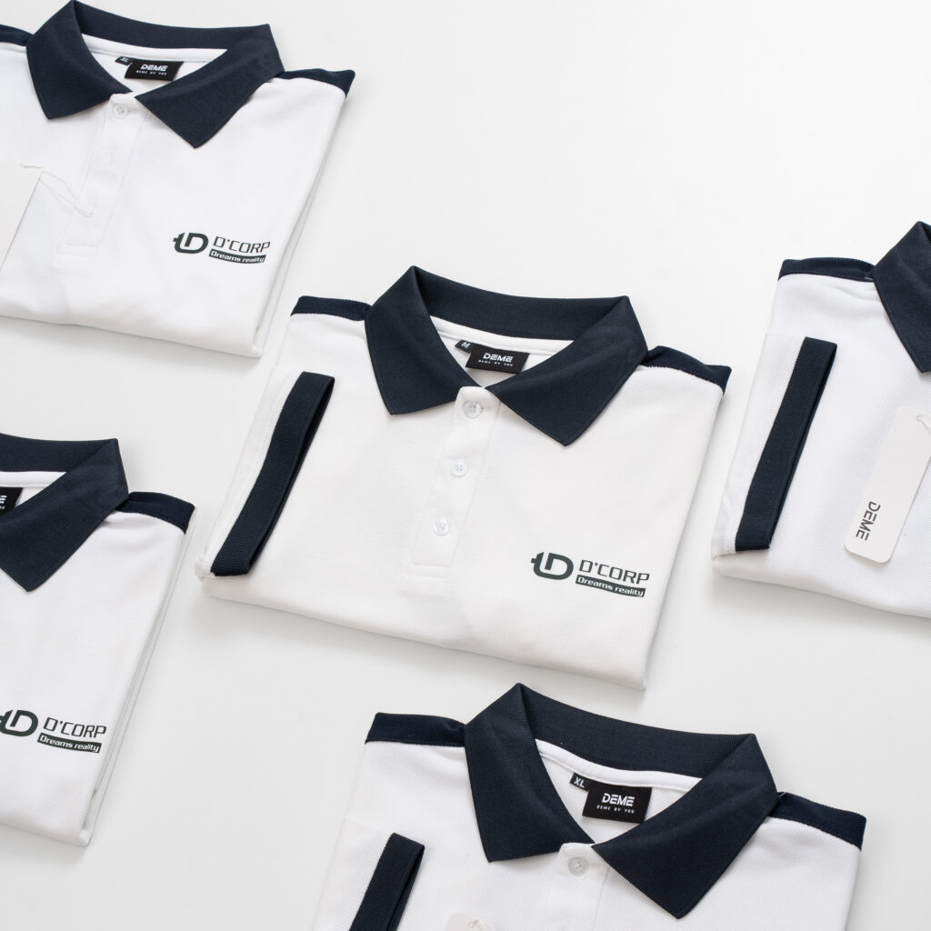 Đồng phục Áo polo phối cổ Rayon màu Trắng phối Xanh đen