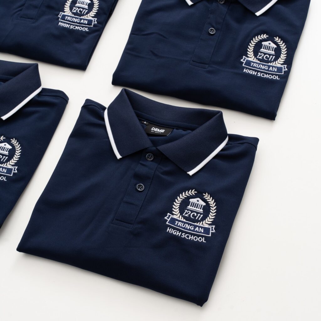 Đồng phục Áo polo De-Nova màu Xanh đen phối viền trắng