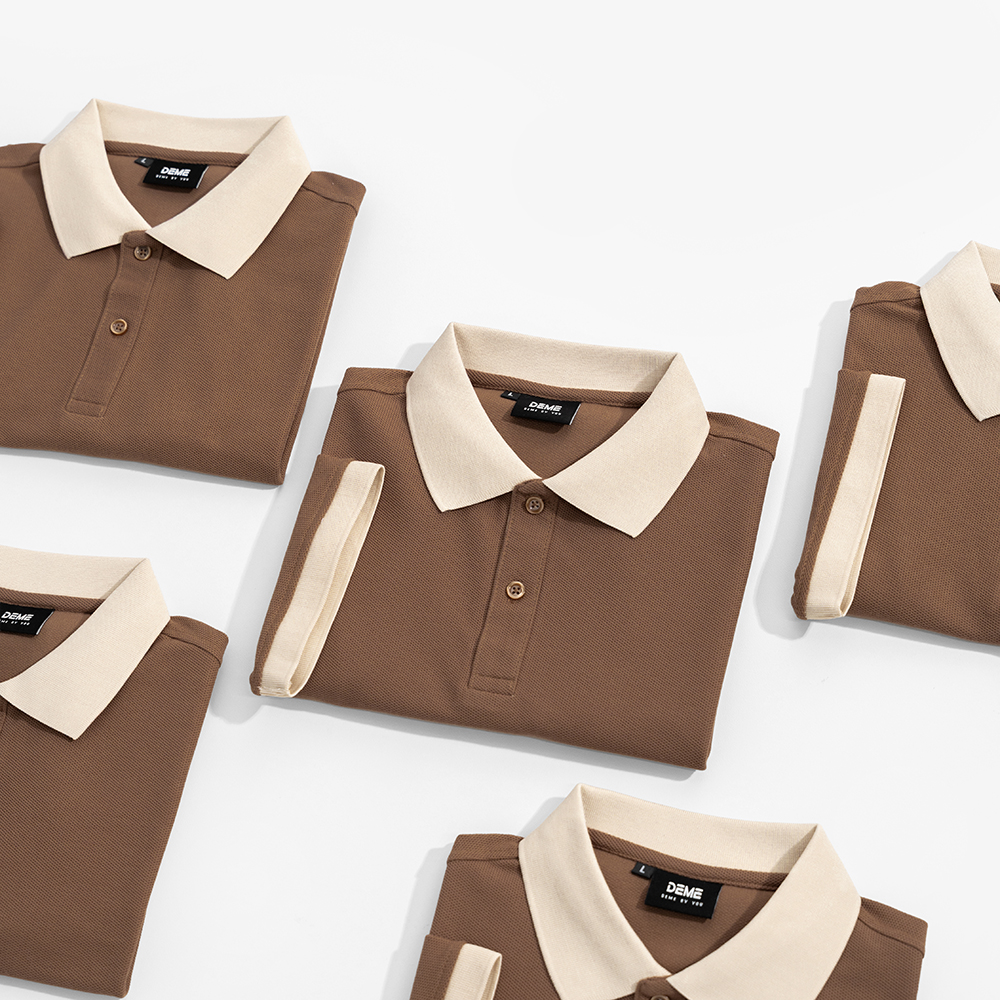 Đồng phục Áo polo phối cổ Rayon màu Nâu phối be