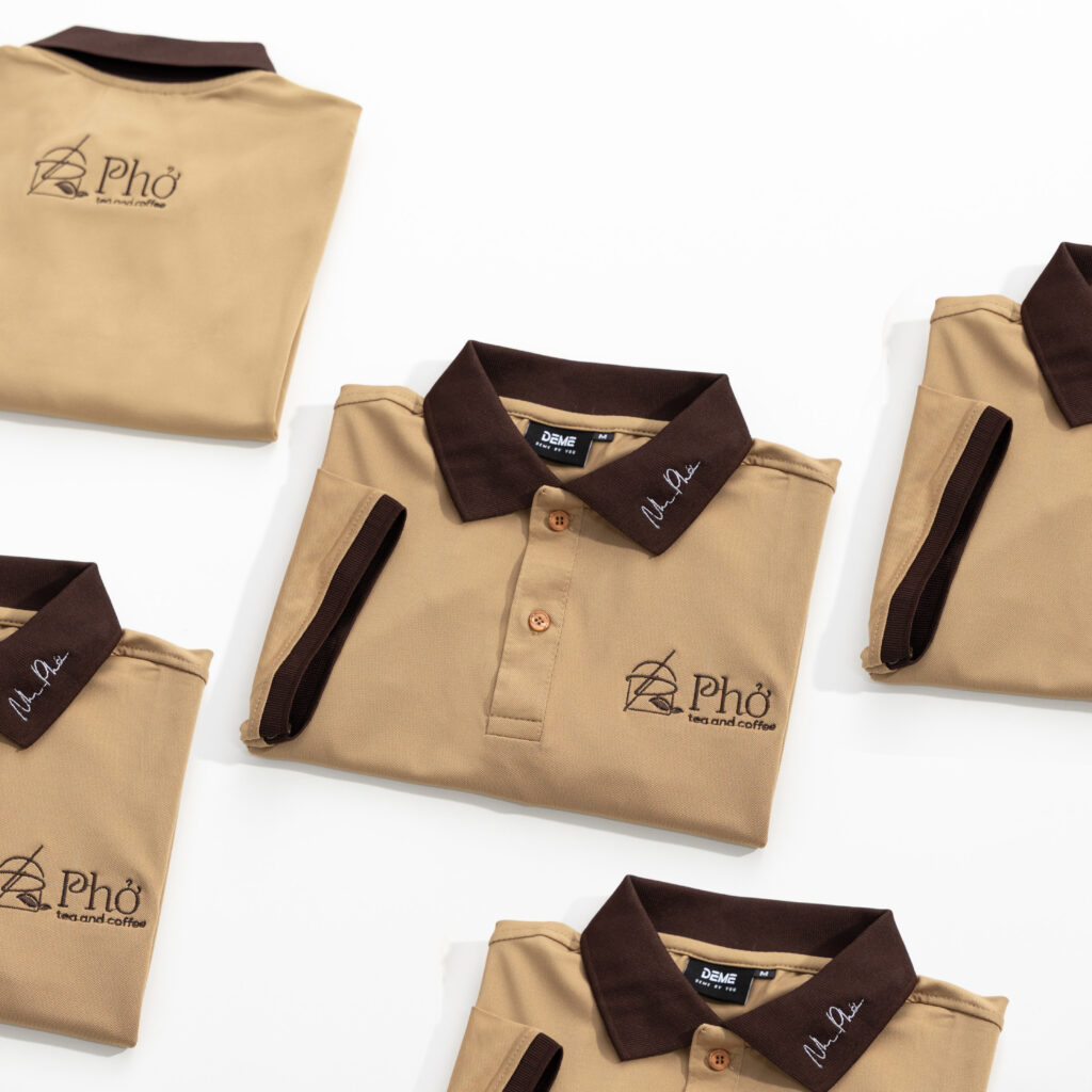 Đồng phục Áo polo phối cổ De-Nova màu Cafe phối nâu