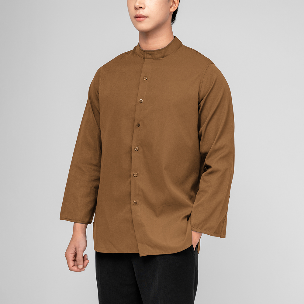 Đồng phục Sơ mi cổ tàu Proka Lite màu Nâu