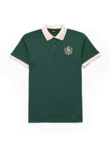 Đồng phục lớp Áo polo Cotton Pimax màu Xanh forest phối cổ be