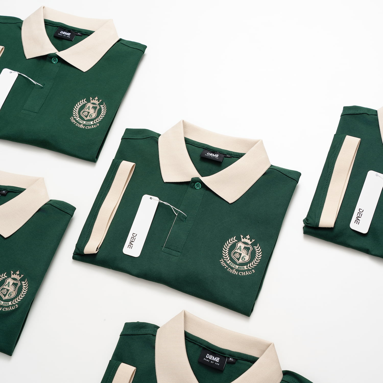 Đồng phục lớp Áo polo Cotton Pimax màu Xanh forest phối cổ be