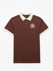 Đồng phục lớp Áo polo Cotton Pimax màu Nâu phối cổ và bo tay be