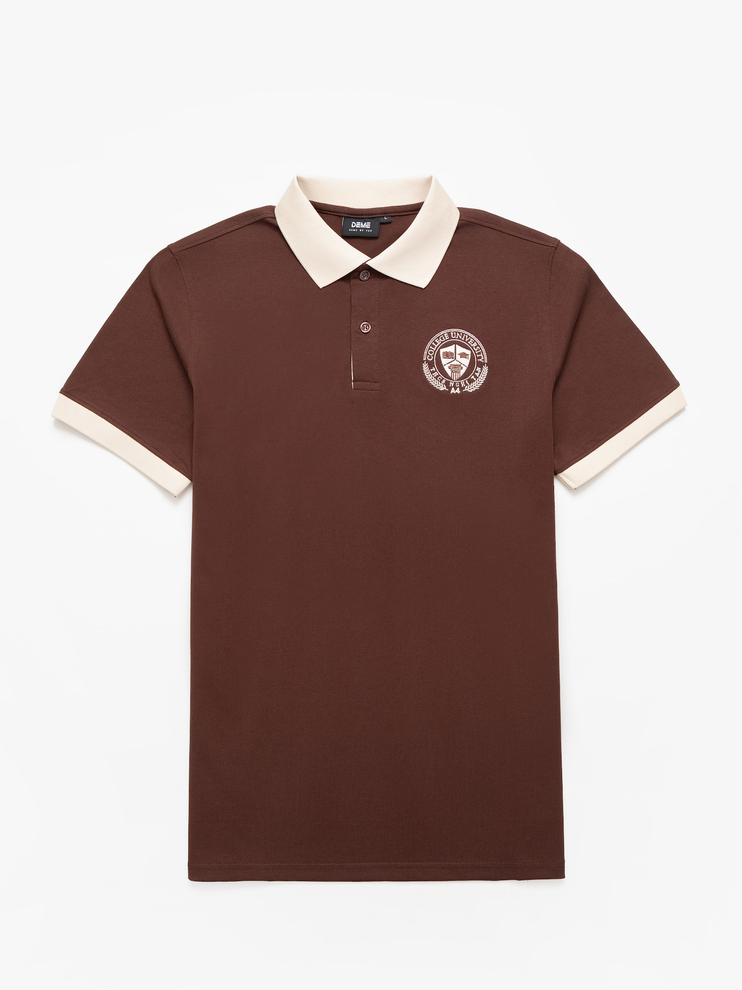 Đồng phục lớp Áo polo Cotton Pimax màu Nâu phối cổ và bo tay be