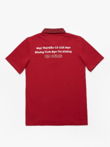 Đồng phục lớp Áo polo De-nova màu Đỏ đô phối ngực be