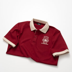 Đồng phục lớp Áo polo De-nova màu Đỏ đô phối cổ và bo tay be