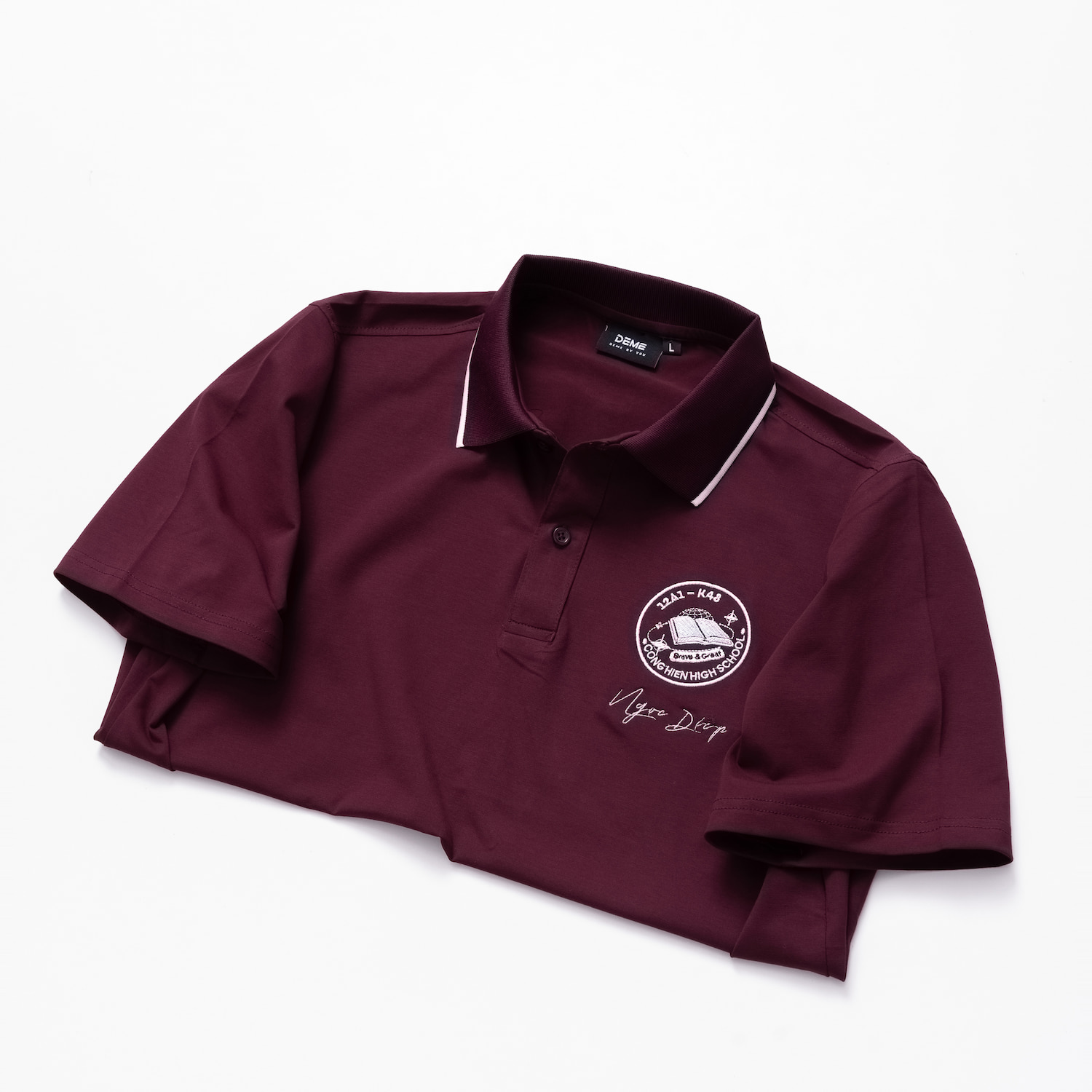 Đồng phục lớp Áo polo De-nova màu Tím nho cổ viền trắng