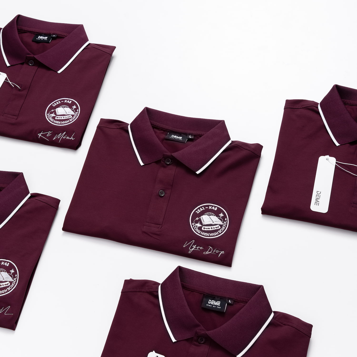 Đồng phục lớp Áo polo De-nova màu Tím nho cổ viền trắng