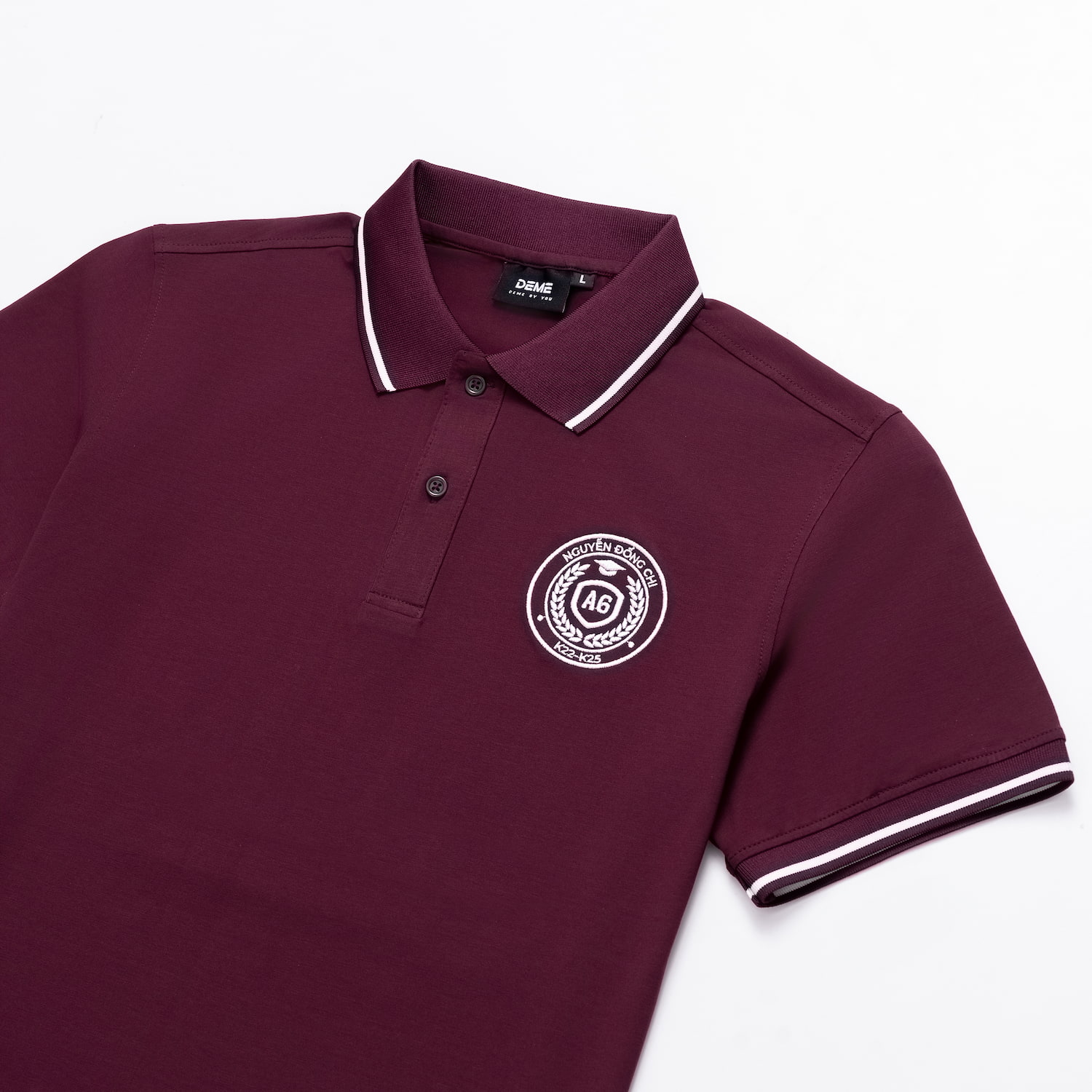Đồng phục lớp Áo polo De-nova màu Tím nho phối viền trắng