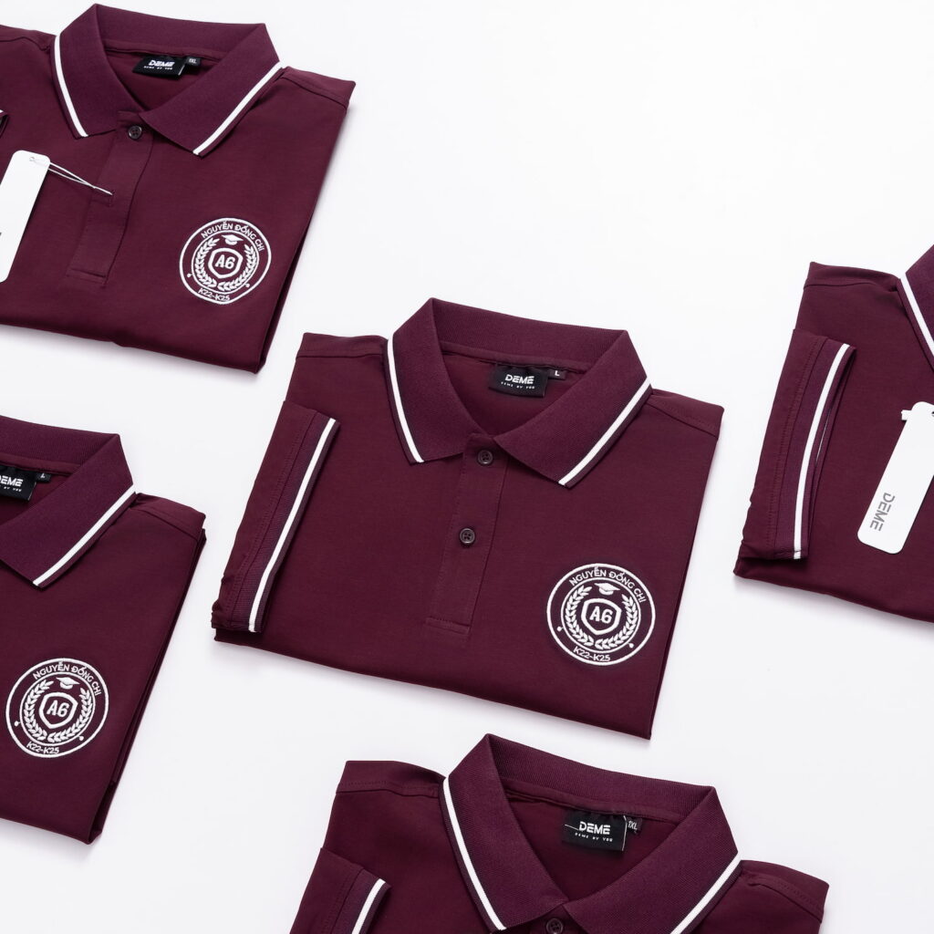 Đồng phục lớp Áo polo De-nova màu Tím nho phối viền trắng