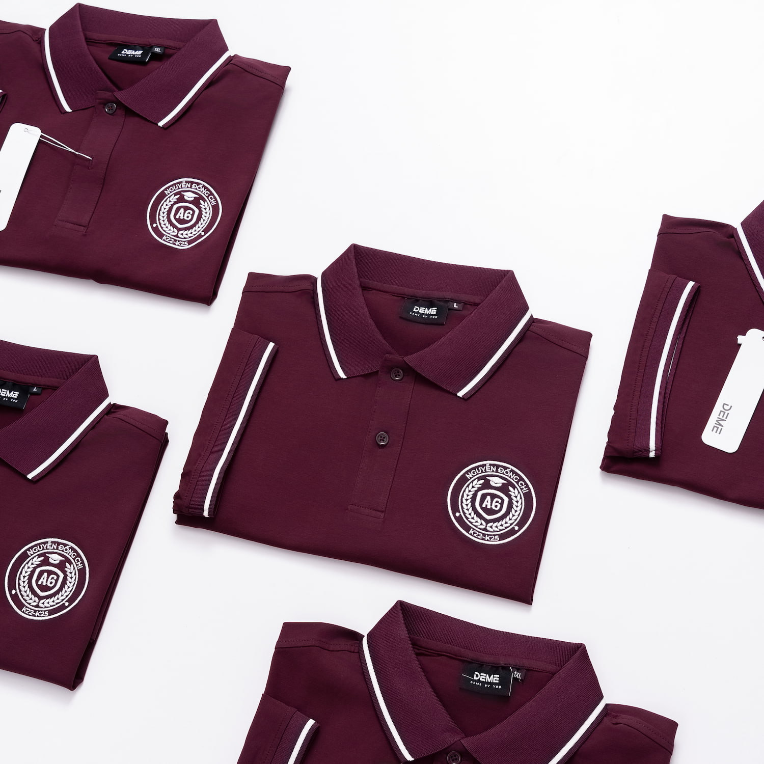 Đồng phục lớp Áo polo De-nova màu Tím nho phối viền trắng
