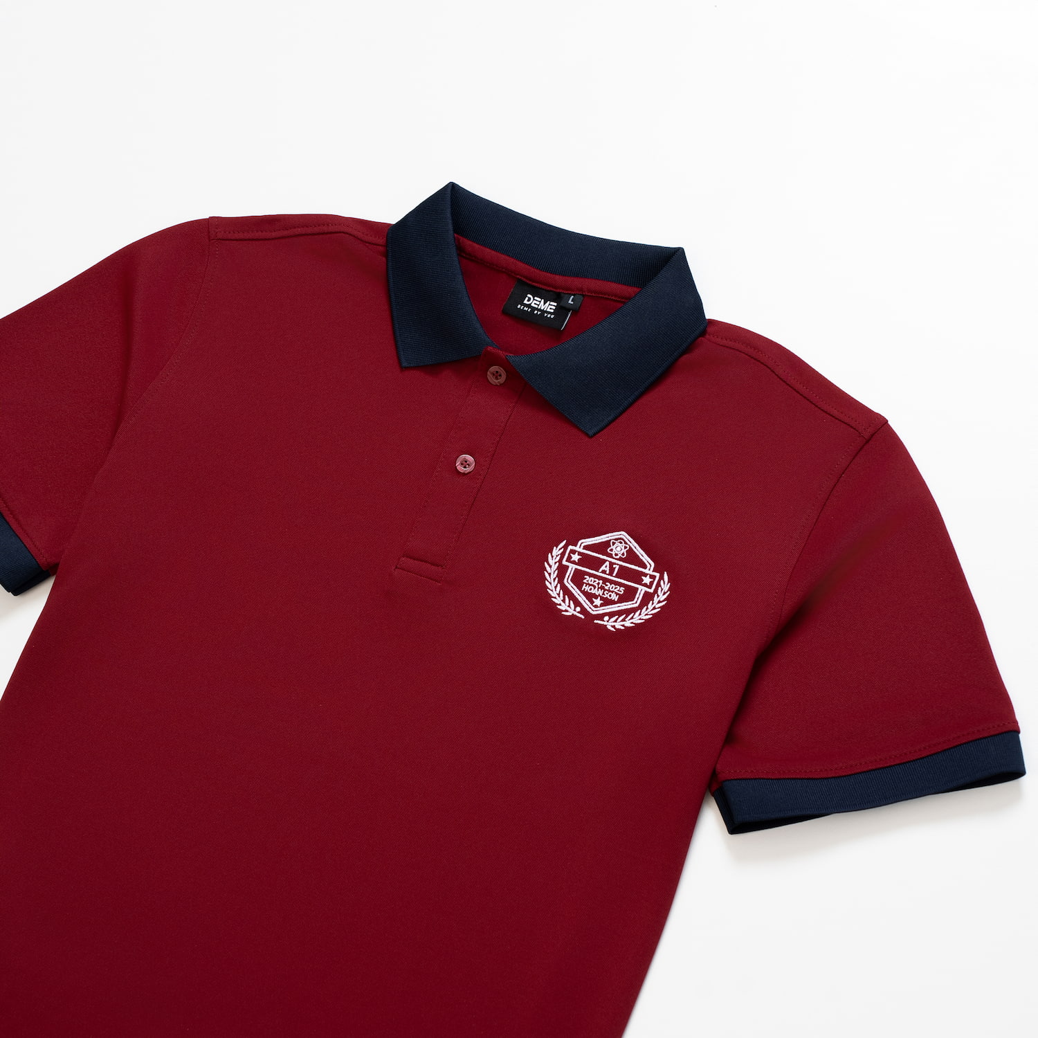 Đồng phục lớp Áo polo De-nova màu Đỏ đô phối xanh đen