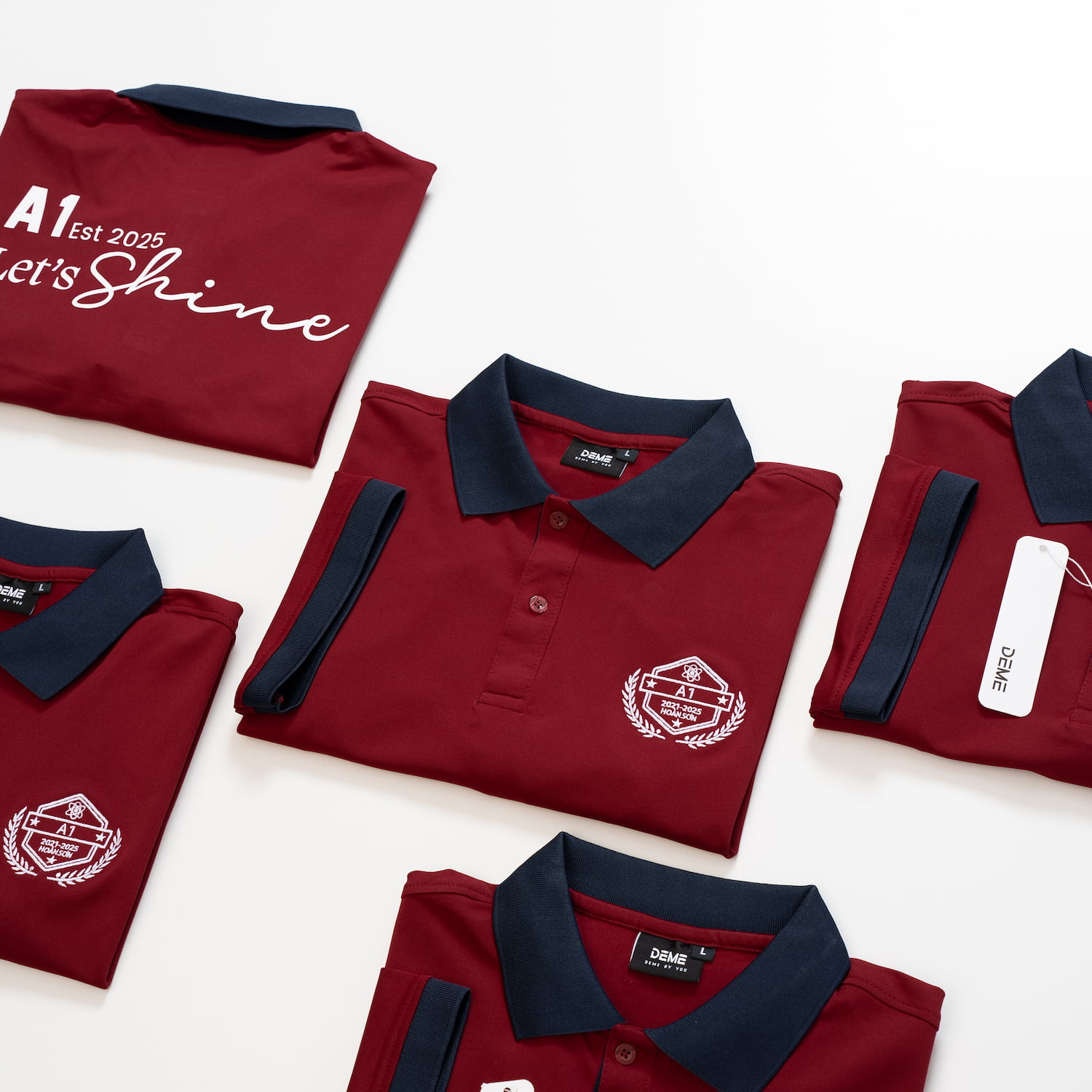 Đồng phục lớp Áo polo De-nova màu Đỏ đô phối xanh đen