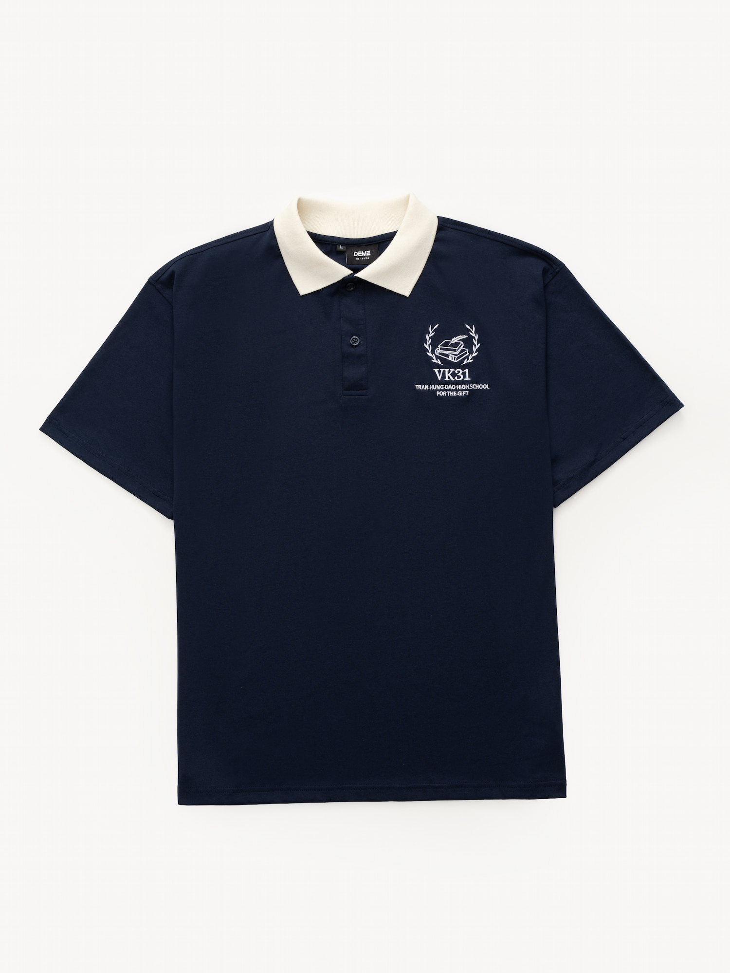 Đồng phục lớp Áo polo De-nova màu Xanh than phối cổ be