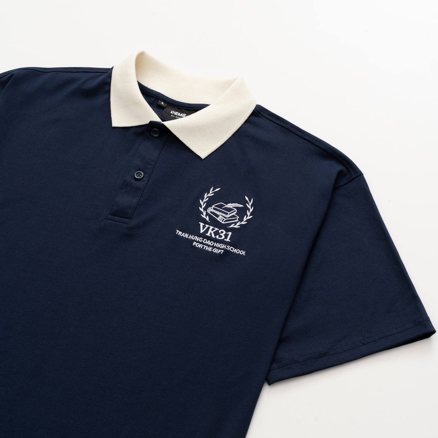 Đồng phục lớp Áo polo De-nova màu Xanh than phối cổ be