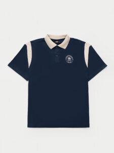 Đồng phục lớp Áo polo Cotton Pimax màu Xanh than phối cổ và chi tiết vai be