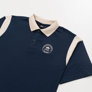 Đồng phục lớp Áo polo Cotton Pimax màu Xanh than phối cổ và chi tiết vai be