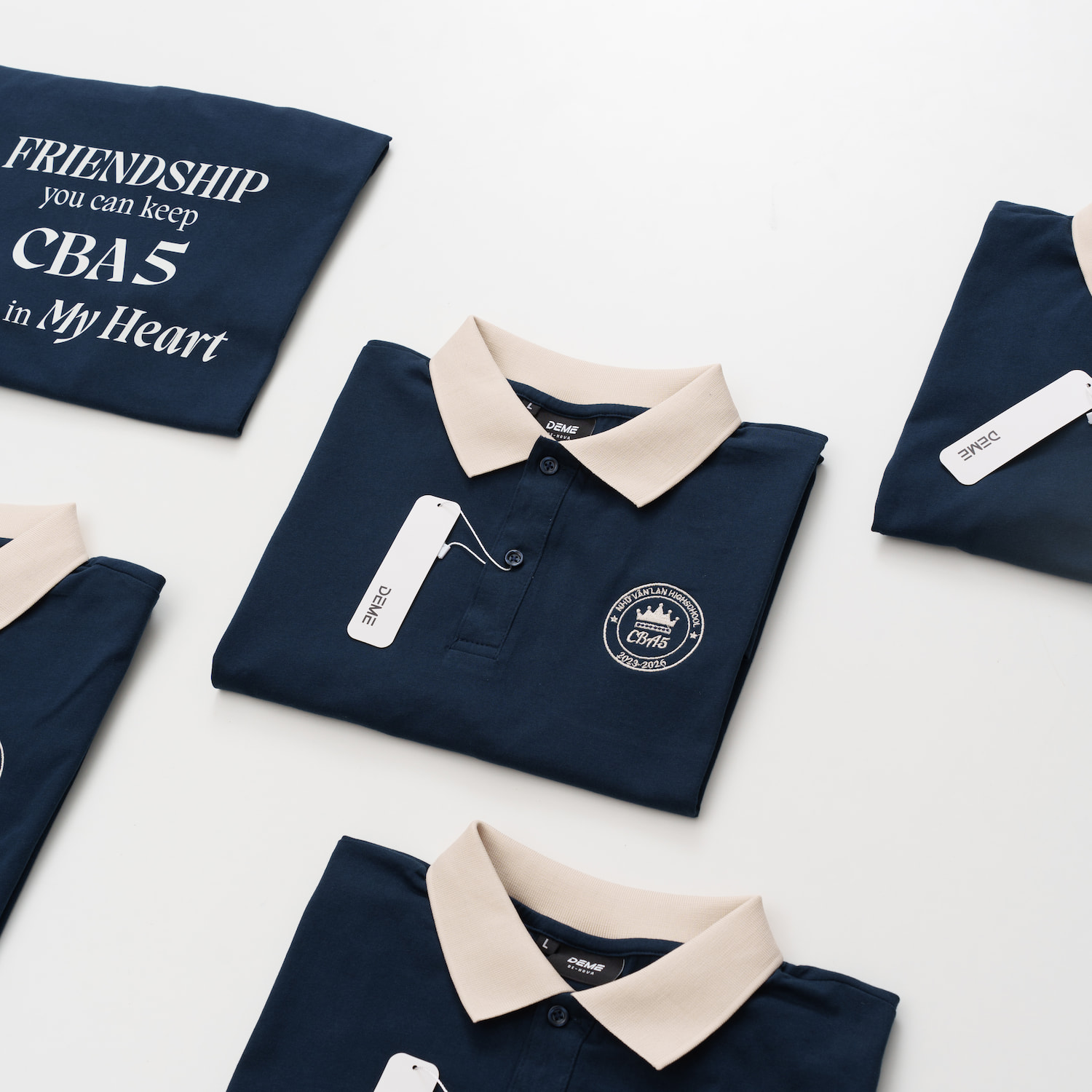 Đồng phục lớp Áo polo Cotton Pimax màu Xanh than phối cổ và chi tiết vai be