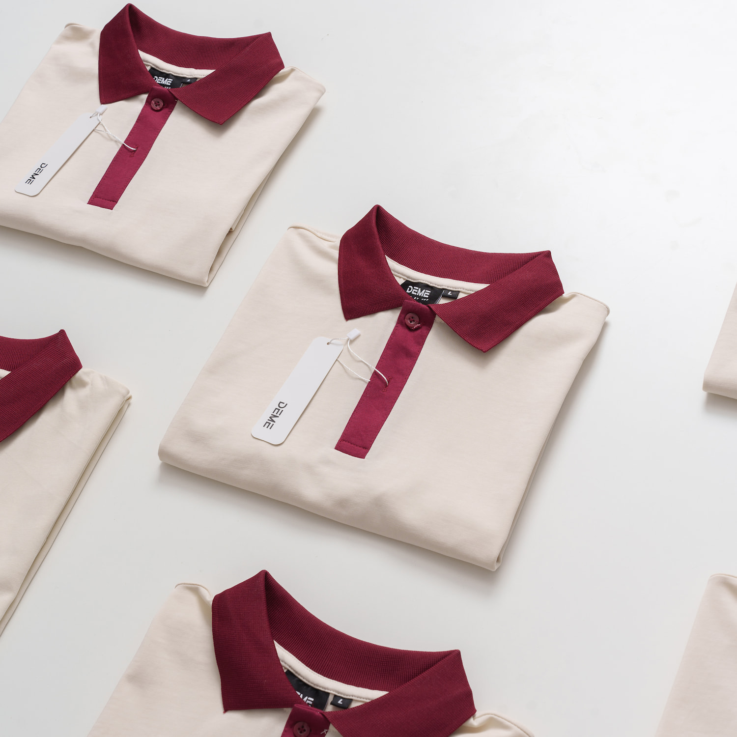 Đồng phục lớp Áo polo Cotton Pimax màu Be phối cổ và tay đỏ đô