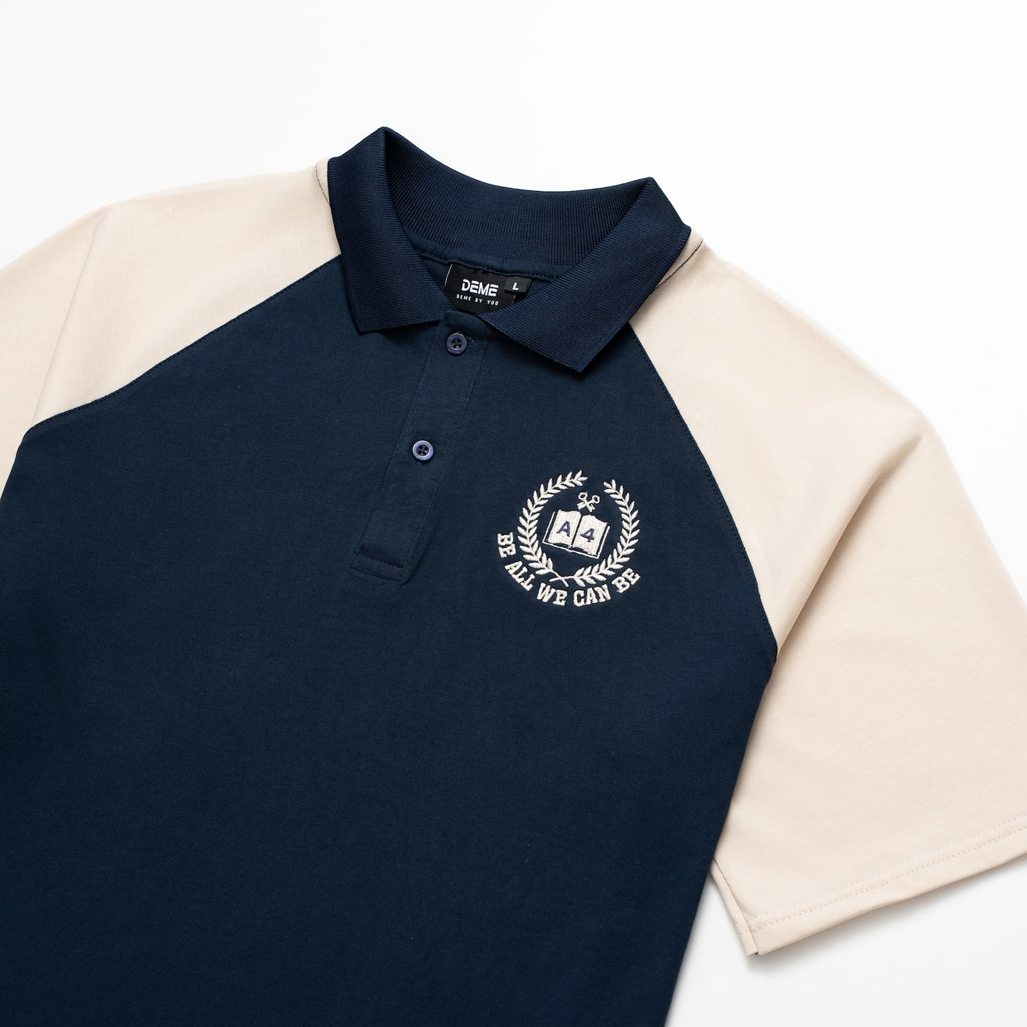 Đồng phục lớp Áo polo De-nova màu Xanh than phối tay be