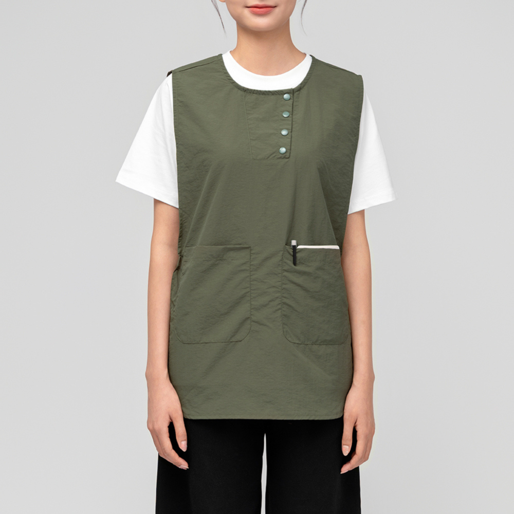 Đồng phục tạp dề chống nước Snapfit Workwear Cúc gài linh hoạt màu Xanh rêu