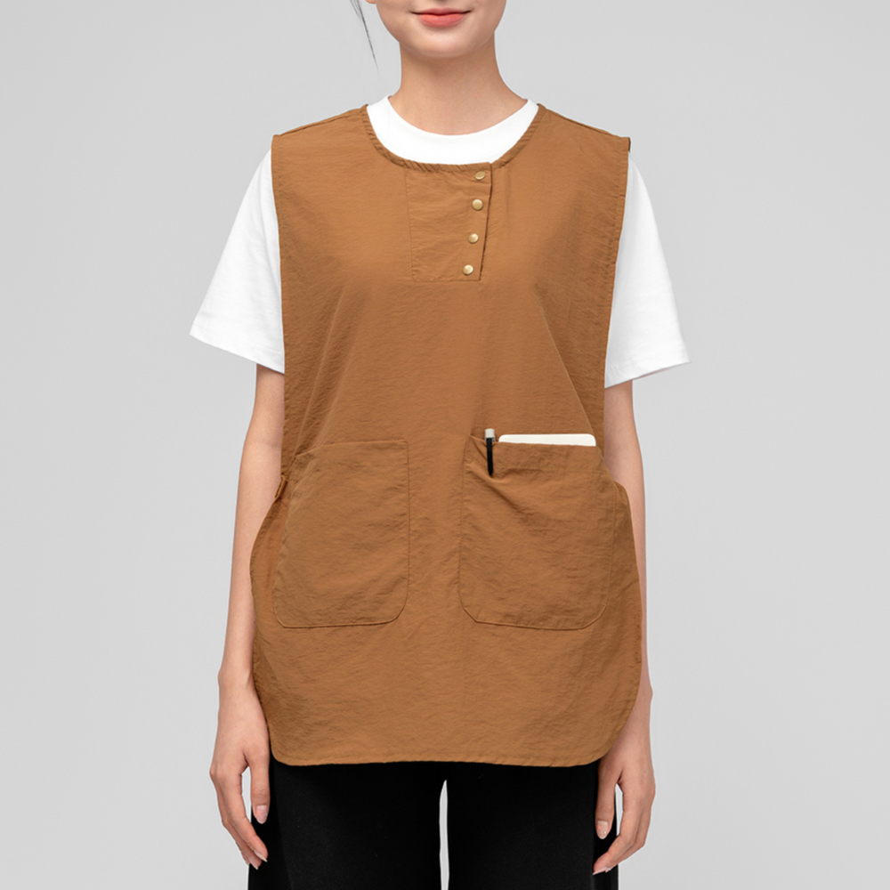 Đồng phục tạp dề chống nước Snapfit Workwear Cúc gài linh hoạt màu Nâu