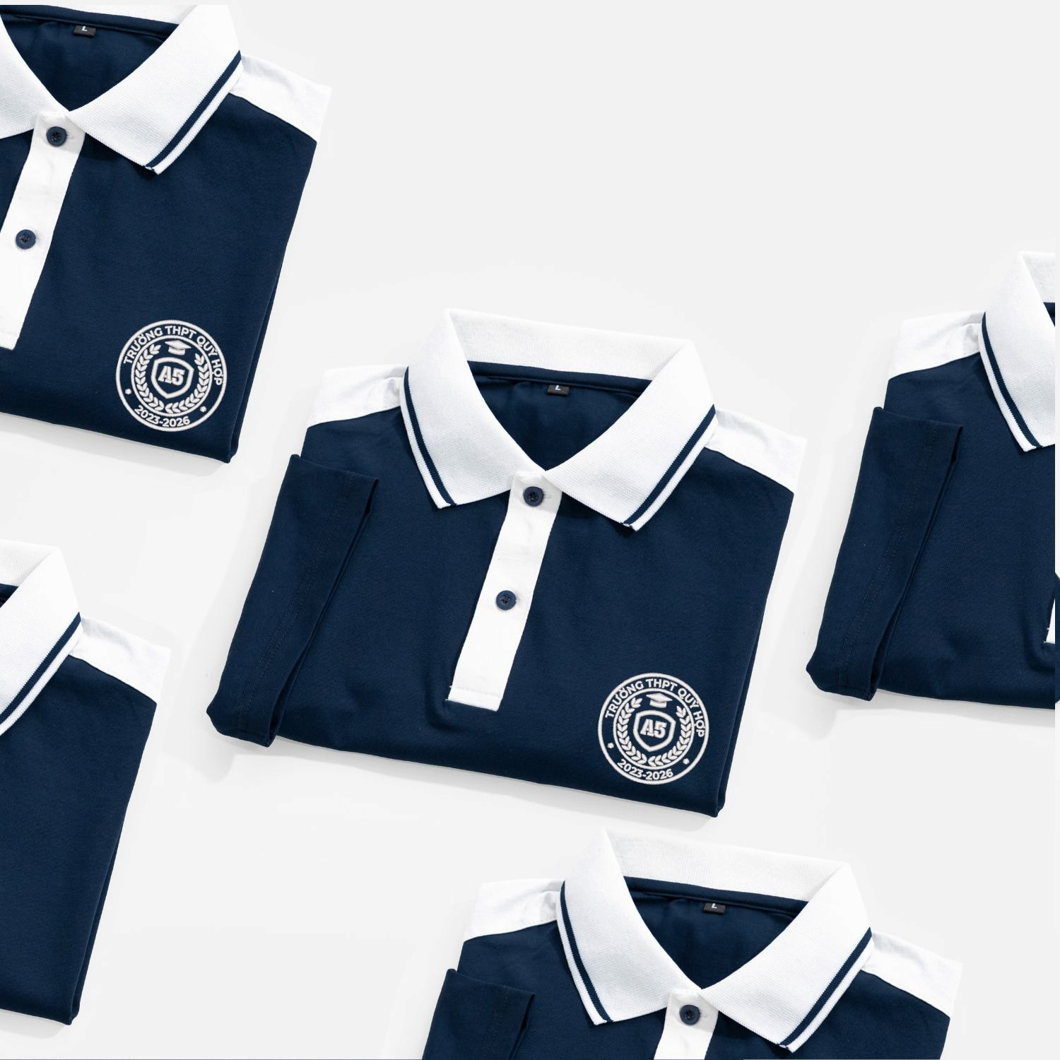 Đồng phục lớp áo polo màu Xanh navy phối trắng