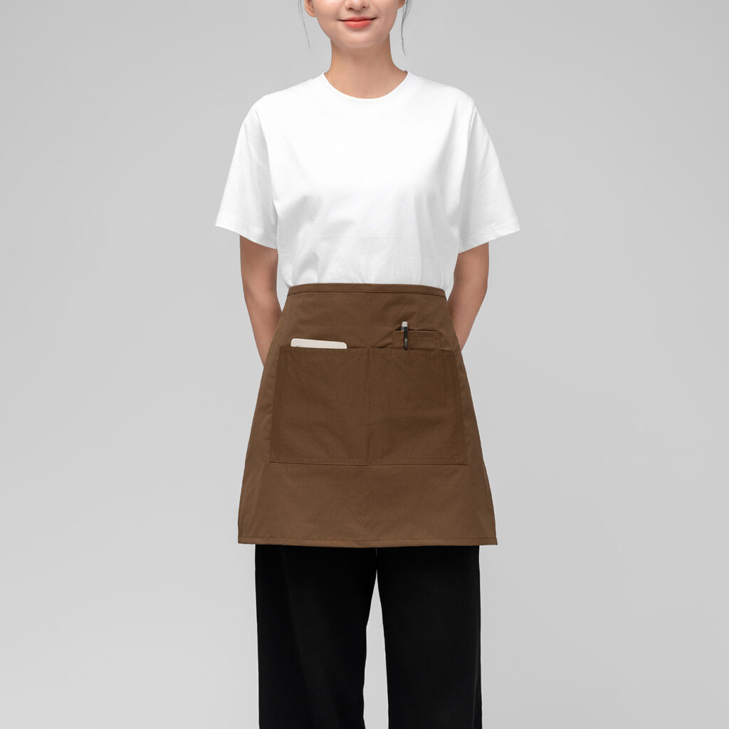 Đồng phục tạp dề ngắn thắt eo Kaki màu Nâu
