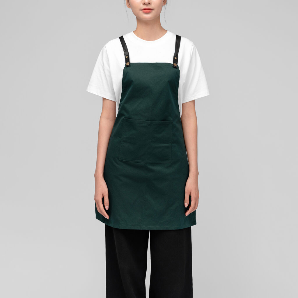 Đồng phục Tạp dề đeo vai chữ X Kaki màu Xanh ve chai