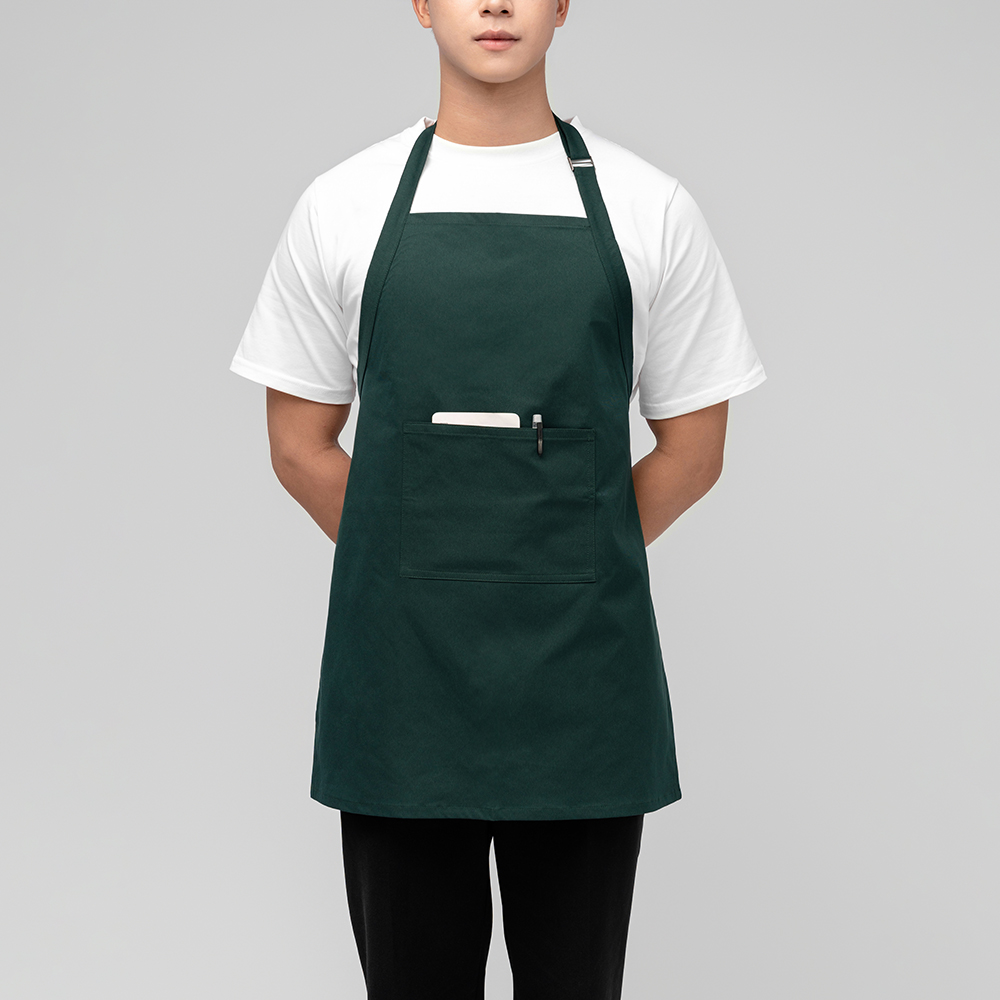 Đồng phục Tạp dề dài đeo cổ Kaki màu Xanh ve chai